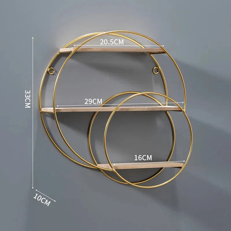 Wall Shelf Double-Circle Design No-Drill Installation Space-Saving Display