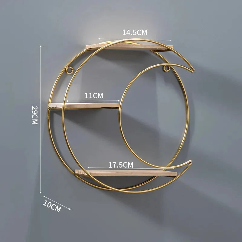 Wall Shelf Double-Circle Design No-Drill Installation Space-Saving Display