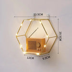 Wall Shelf Double Hexagon Iron & Wood