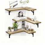 Wall Shelf L-Shaped Paulownia Wood & Metal