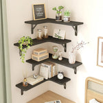Wall Shelf L-Shaped Paulownia Wood & Metal