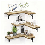 Wall Shelf L-Shaped Paulownia Wood & Metal