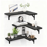 Wall Shelf L-Shaped Paulownia Wood & Metal