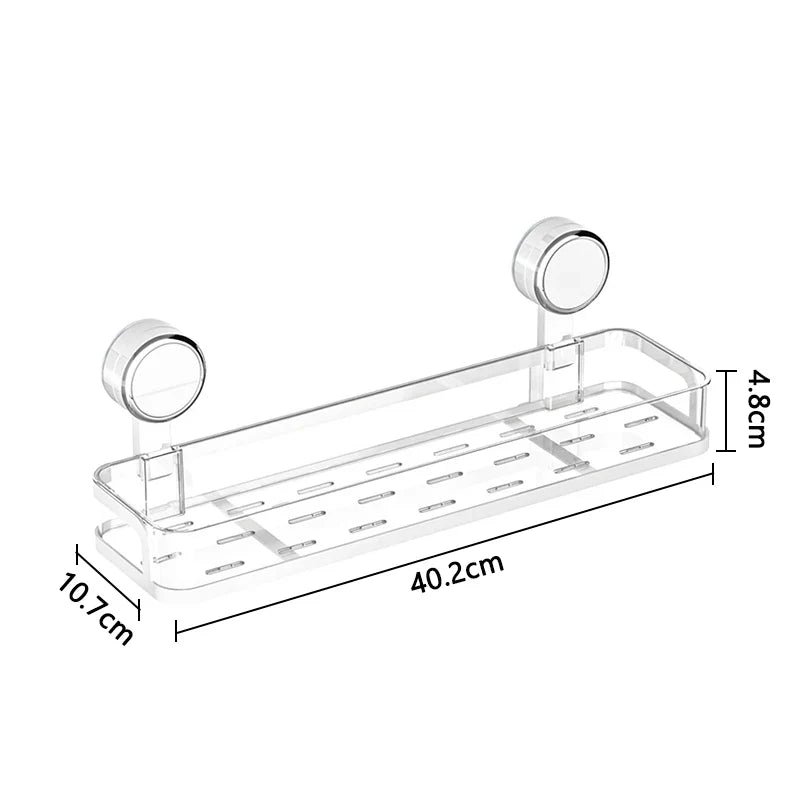 Wall Shelf No-Drill Suction Mount Drainage ABS Plastic