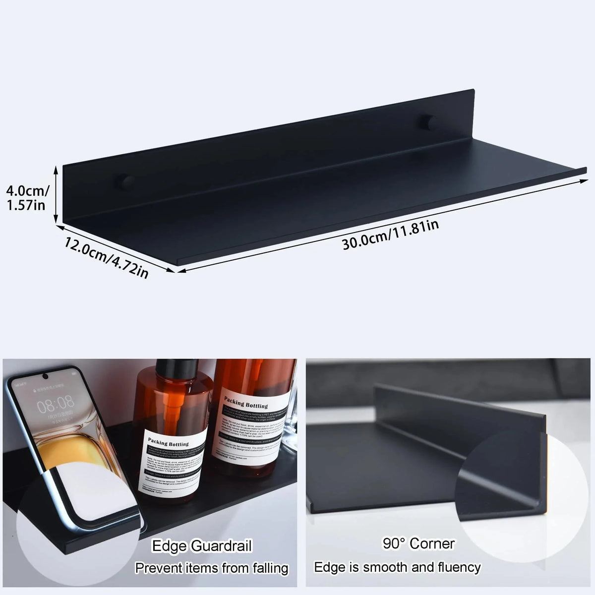 Wall Shelf Powder-Coated Rust-Proof Metal Space-Saving Storage