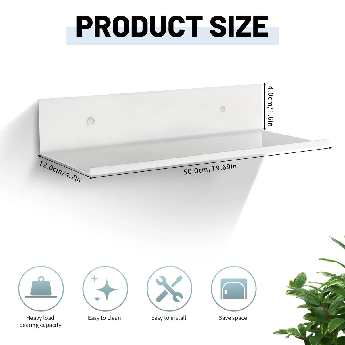 Wall Shelf Powder-Coated Rust-Proof Metal Space-Saving Storage