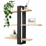 Wall Shelf Solid Pine Wood 3-Tier Space-Saving Storage