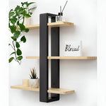 Wall Shelf Solid Pine Wood 3-Tier Space-Saving Storage
