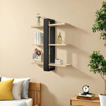 Wall Shelf Solid Pine Wood 3-Tier Space-Saving Storage