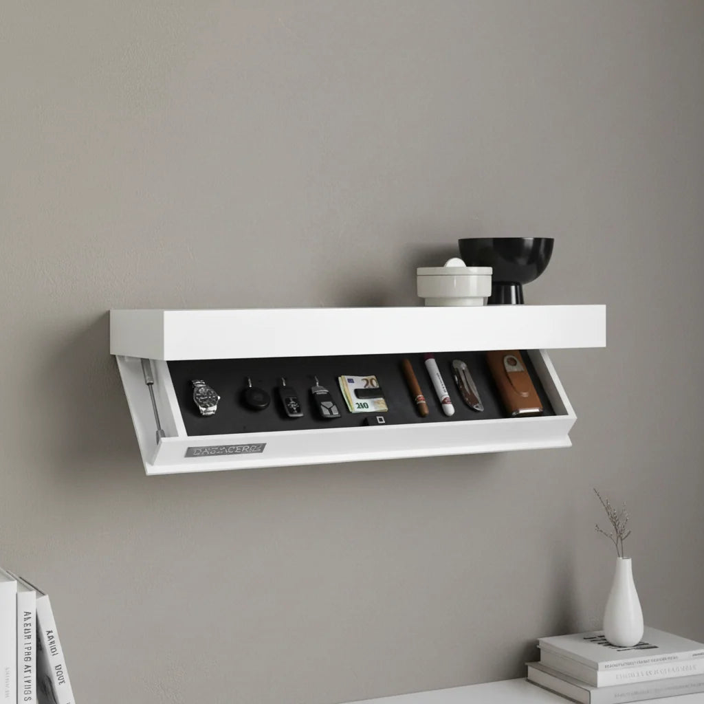 Wall Shelf Solid Wood Concealed Storage Floating Design