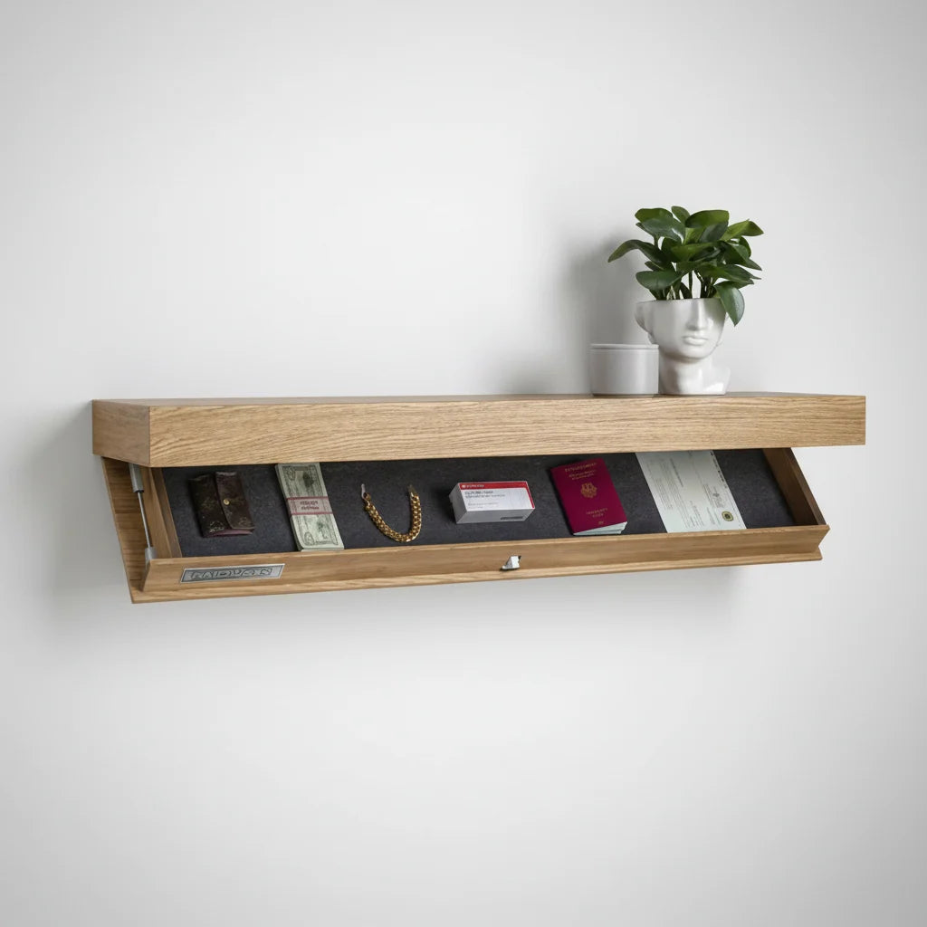 Wall Shelf Solid Wood Concealed Storage Floating Design