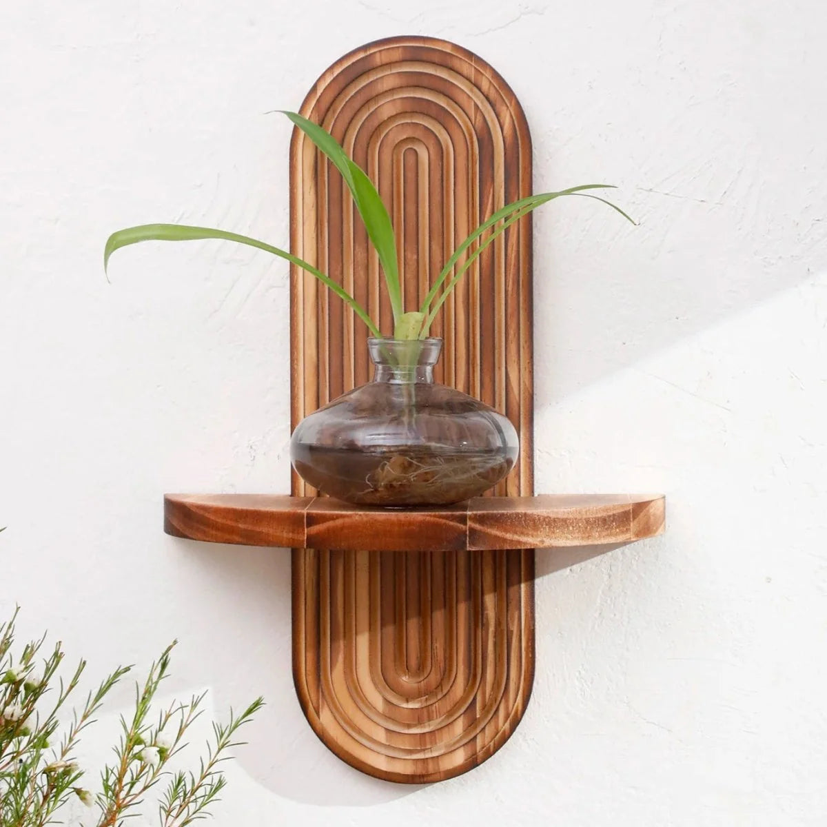 Wall Shelf Solid Wood Geometric Floating Design