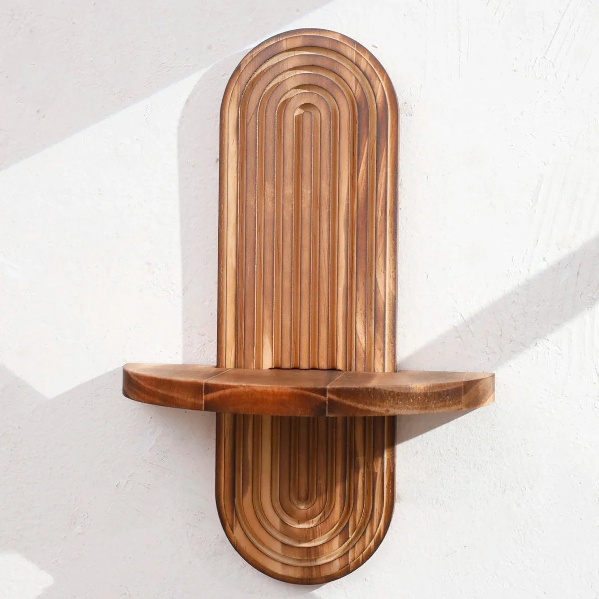 Wall Shelf Solid Wood Geometric Floating Design