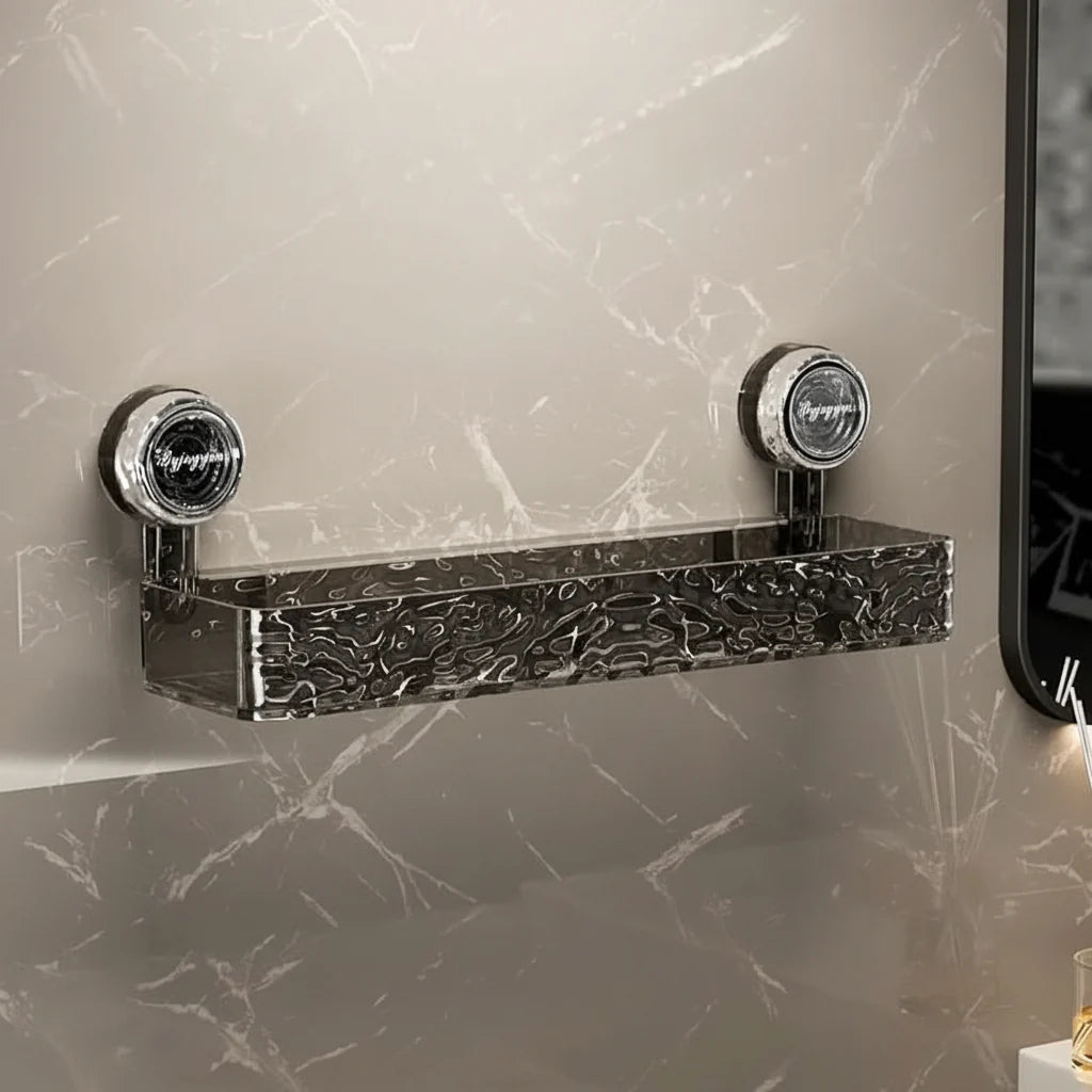 Wall Shelf Suction Cup Mount Drill-Free Space-Saving Storage