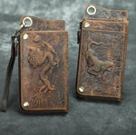 Wallet Genuine Cow Leather Phone Compartment Zippered Closure