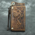 Wallet Genuine Cow Leather Phone Compartment Zippered Closure