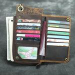 Wallet Genuine Cow Leather Phone Compartment Zippered Closure