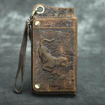 Wallet Genuine Cow Leather Phone Compartment Zippered Closure