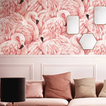 Wallpaper Pink Flamingo Tropical Vinyl Wipeable