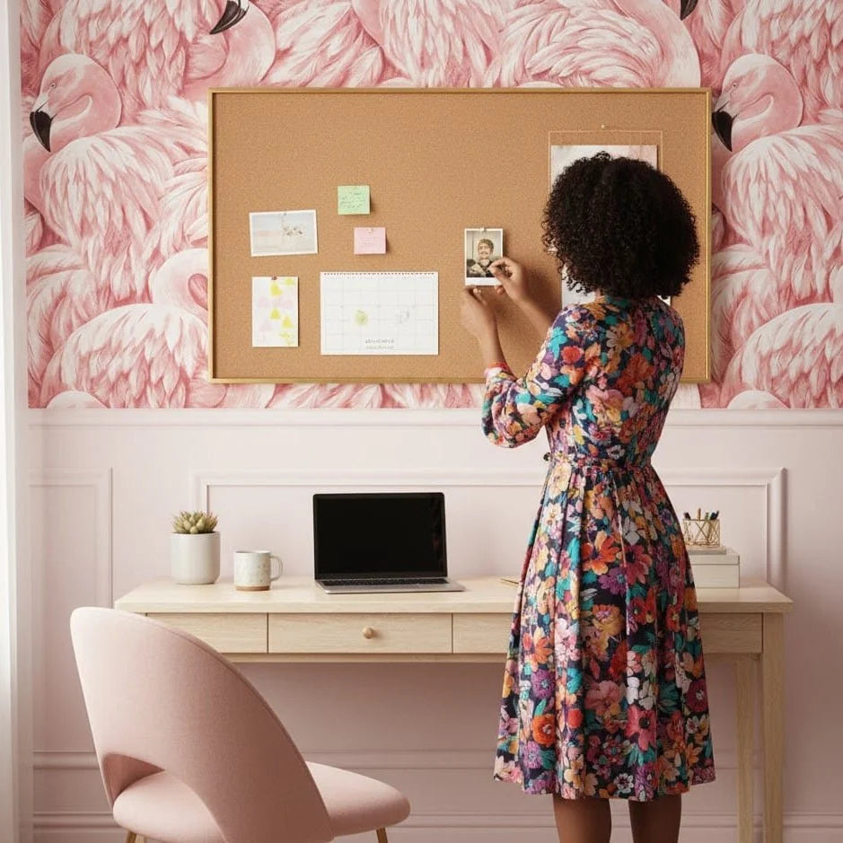 Wallpaper Pink Flamingo Tropical Vinyl Wipeable