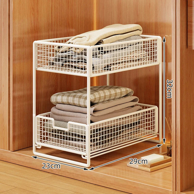 Wardrobe Drawer Organizer Sliding Wire Mesh Baskets