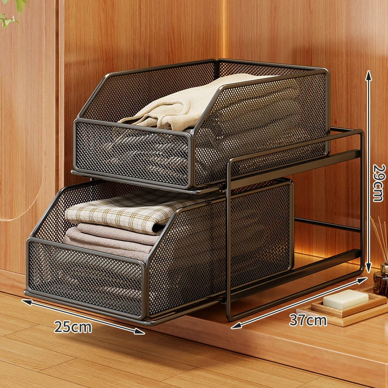 Wardrobe Drawer Organizer Sliding Wire Mesh Baskets