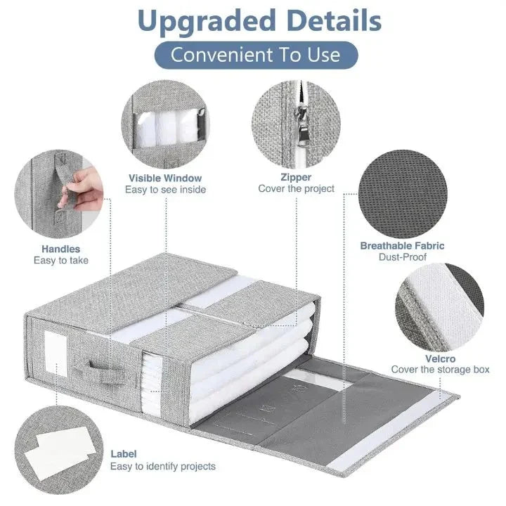 Wardrobe Storage Box Foldable Dust-Resistant Clear Window & Carry Handles