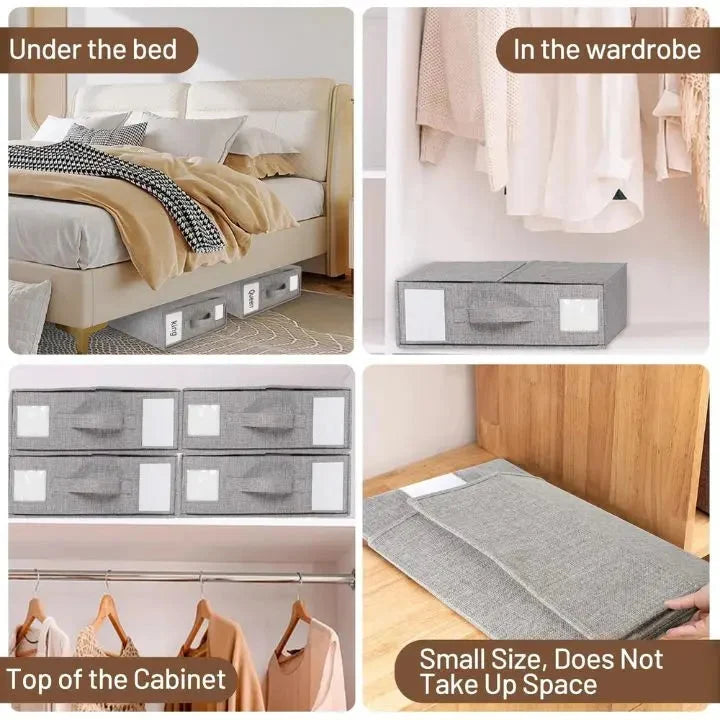 Wardrobe Storage Box Foldable Dust-Resistant Clear Window & Carry Handles
