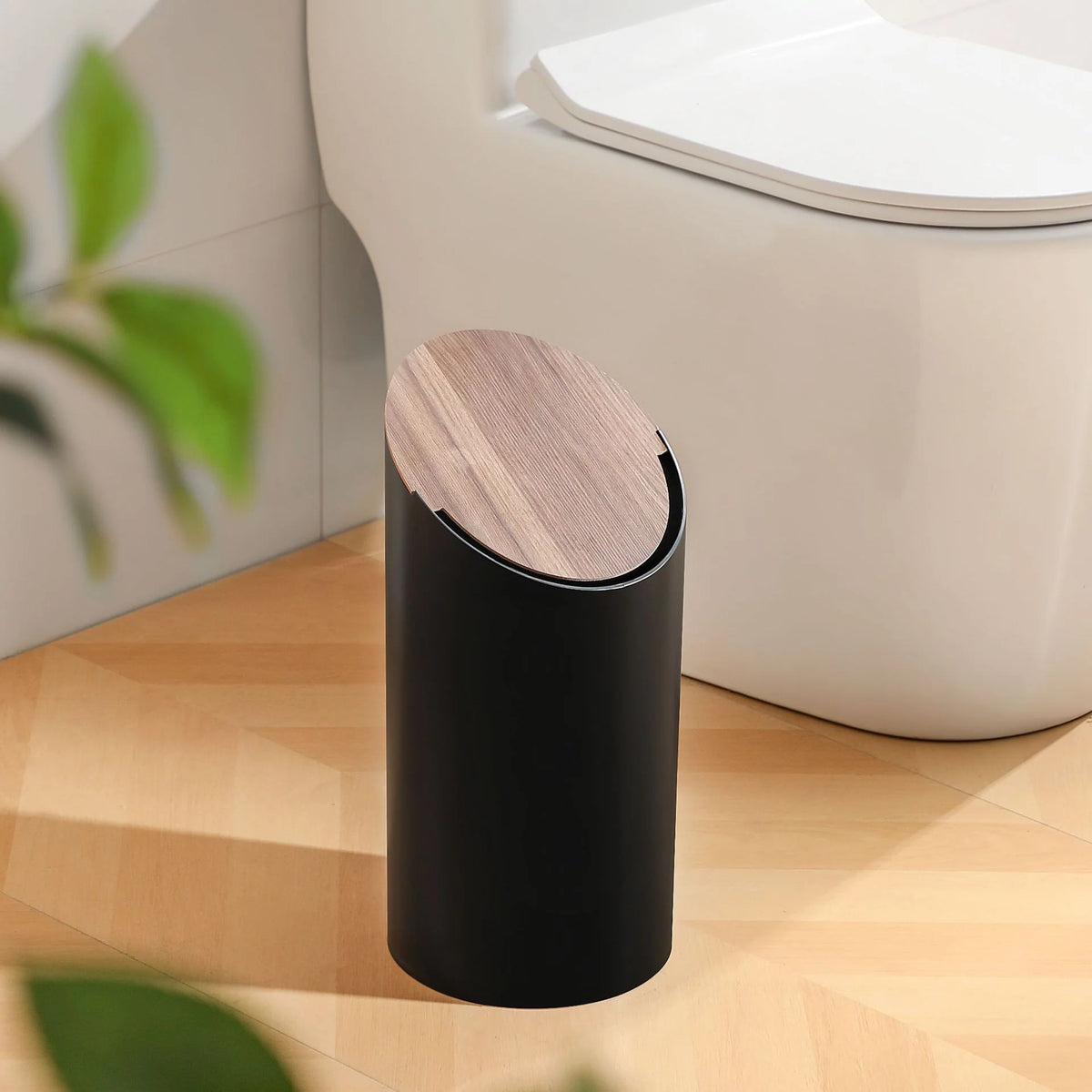 Waste Bin Slim Oval Soft-Close Rotating Lid