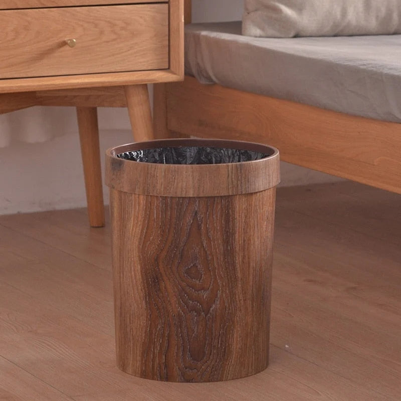 Waste Bin Wood-Look Compact 2.1-Gallon