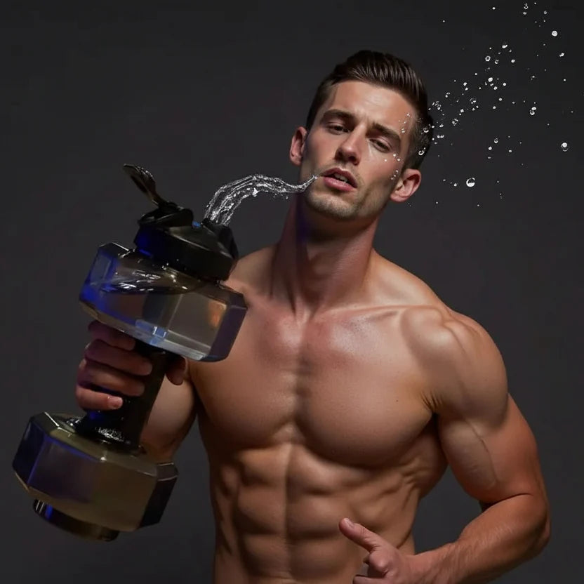Water Bottle Dumbbell-Shaped 2-in-1 BPA-Free Plastic