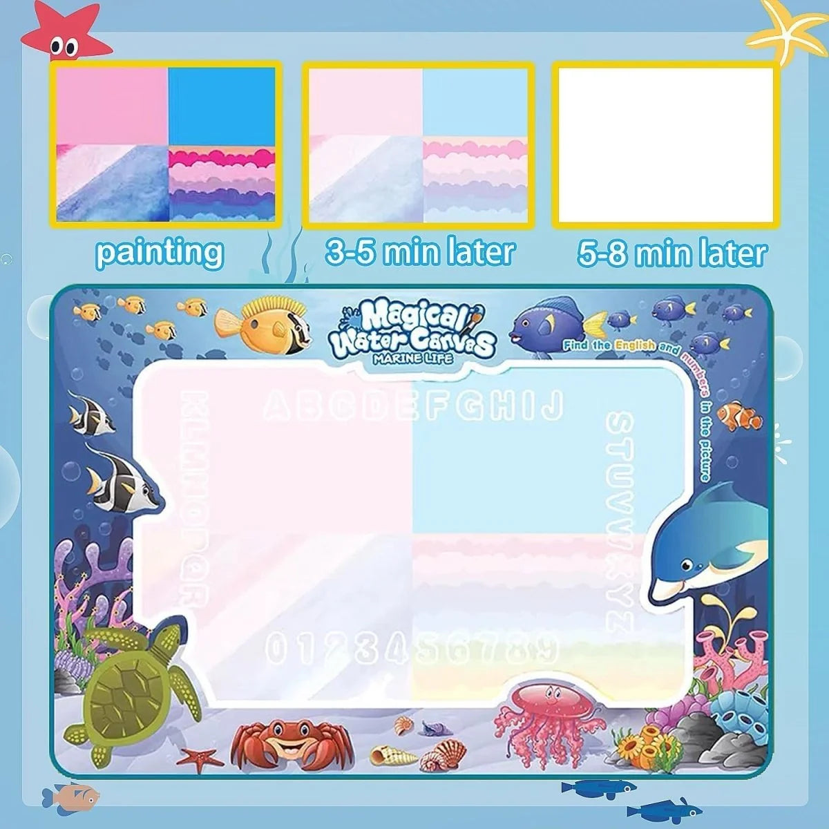 Water Drawing Mat for Kids Reusable Mess-Free Quick-Drying