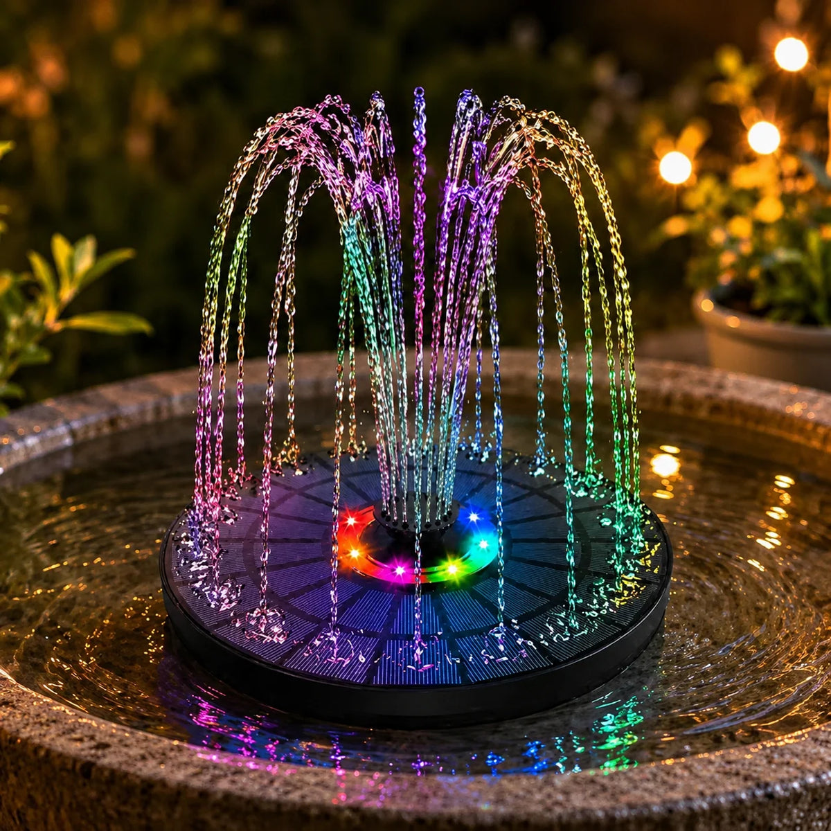 Water Fountain Solar-Powered Floating Multiple Spray Patterns