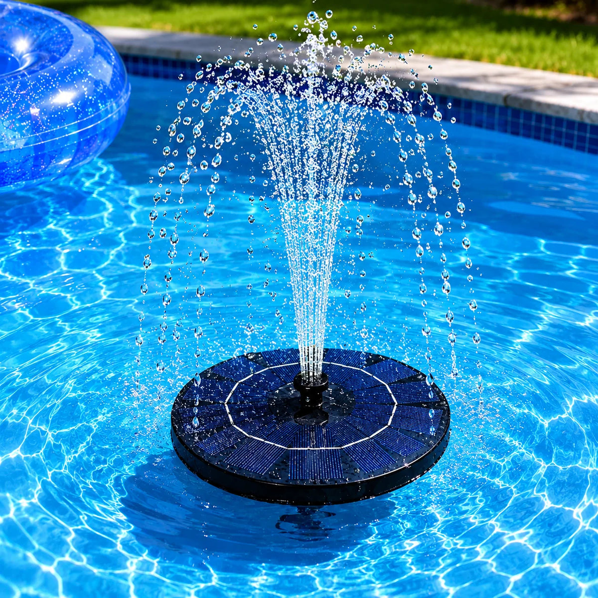 Water Fountain Solar-Powered Floating Multiple Spray Patterns