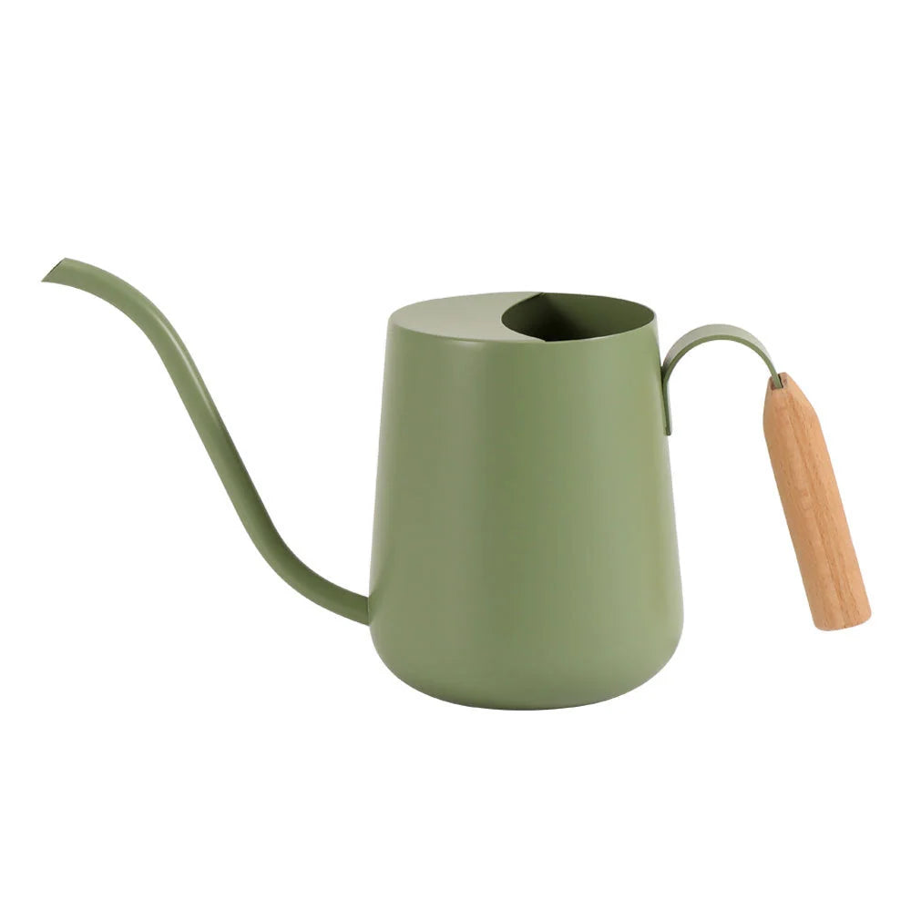 Watering Can Stainless Steel Long Spout Wooden Handle 1L