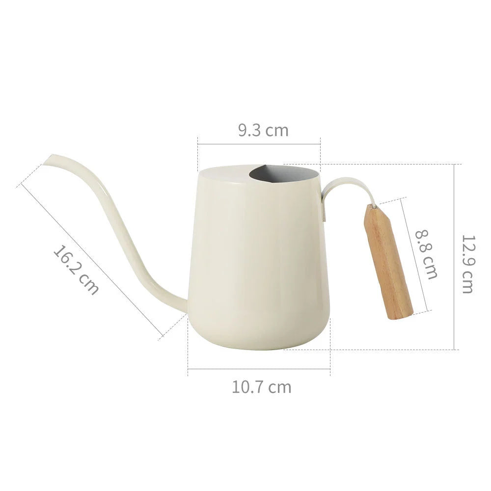 Watering Can Stainless Steel Long Spout Wooden Handle 1L