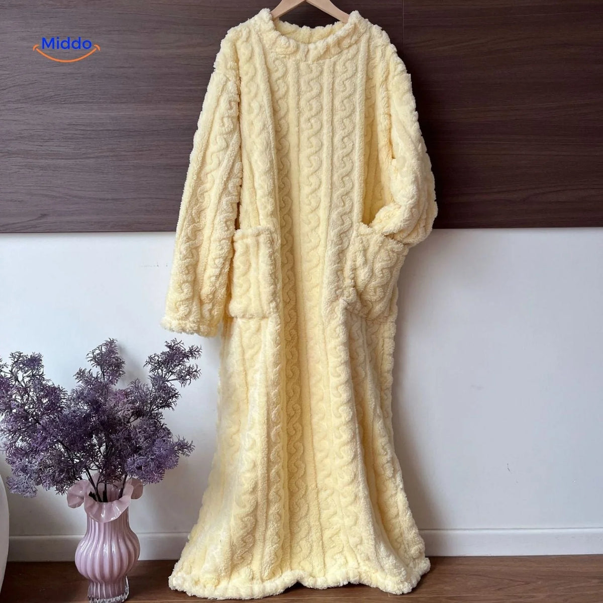 Wearable Blanket Fleece Long Sleeves & Front Pockets