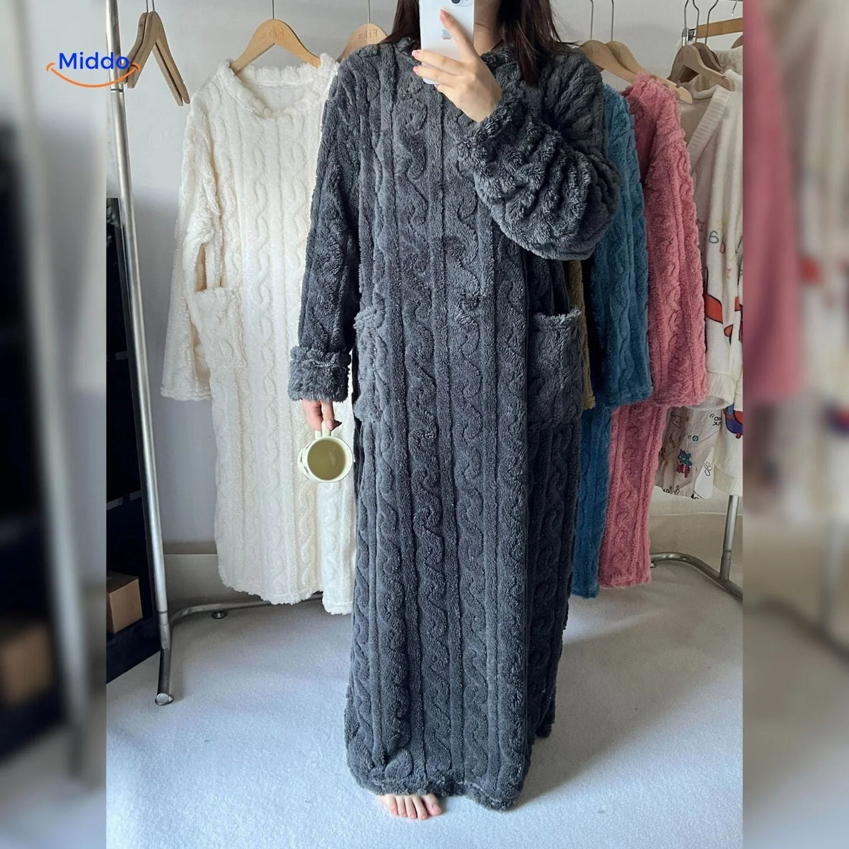 Wearable Blanket Fleece Long Sleeves & Front Pockets