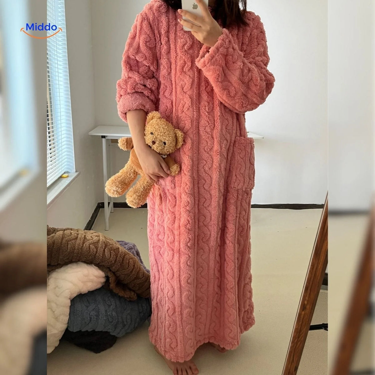 Wearable Blanket Fleece Long Sleeves & Front Pockets