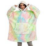 Wearable Blanket Hoodie Flannel Sherpa Lined With Pocket