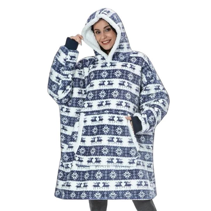 Wearable Blanket Hoodie Flannel Sherpa Lined With Pocket