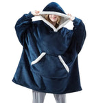 Wearable Blanket Hoodie Flannel Sherpa Lined With Pocket