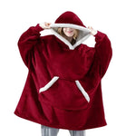 Wearable Blanket Hoodie Flannel Sherpa Lined With Pocket