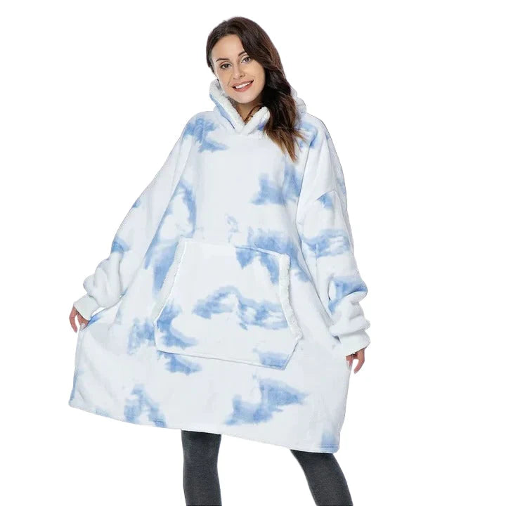 Wearable Blanket Hoodie Flannel Sherpa Lined With Pocket