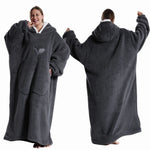 Wearable Blanket Plush Fleece Hood & Sleeves