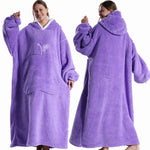 Wearable Blanket Plush Fleece Hood & Sleeves