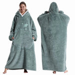 Wearable Blanket Plush Fleece Hood & Sleeves