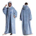 Wearable Blanket Plush Fleece Hood & Sleeves