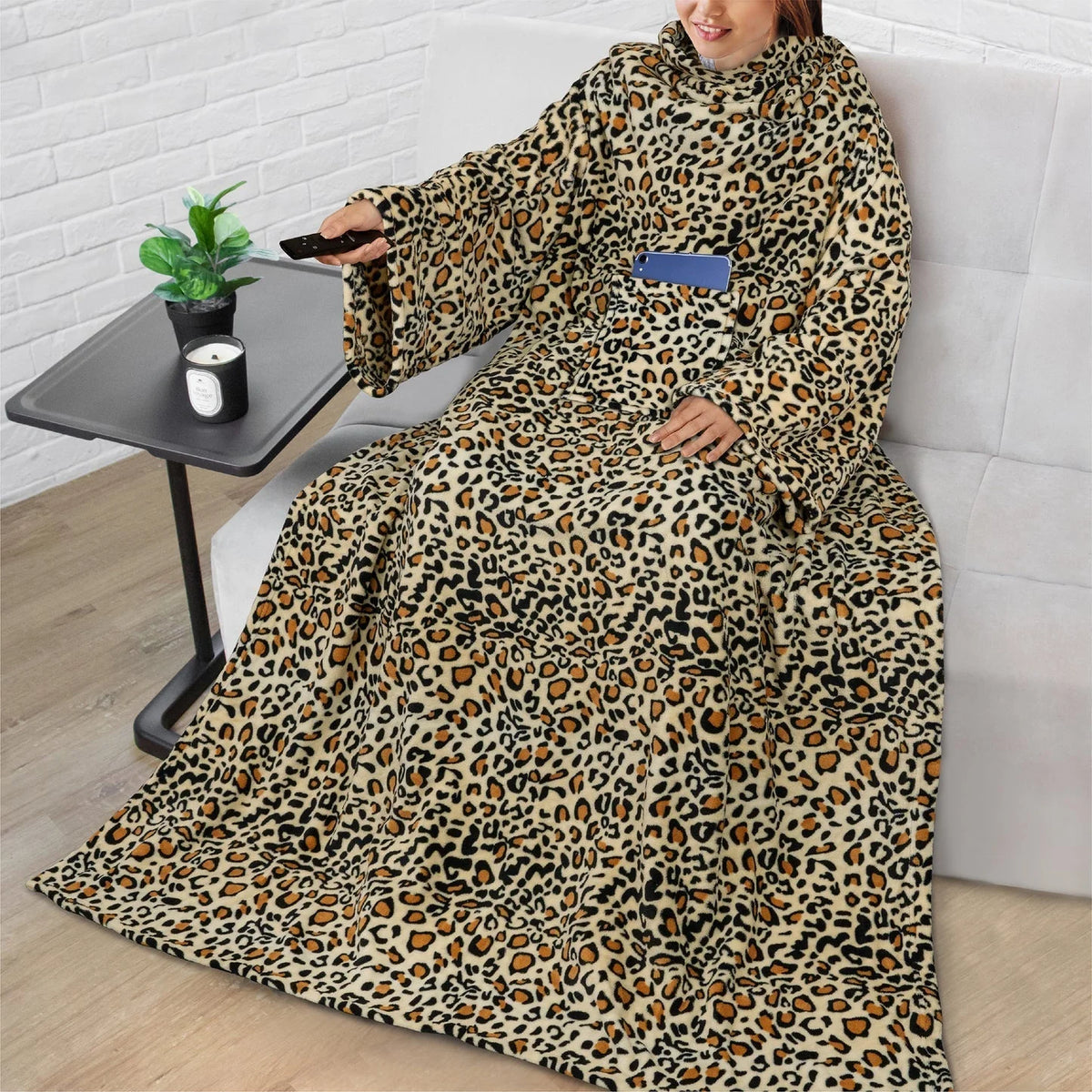 Wearable Blanket Sherpa Fleece Long Sleeves & Front Pocket