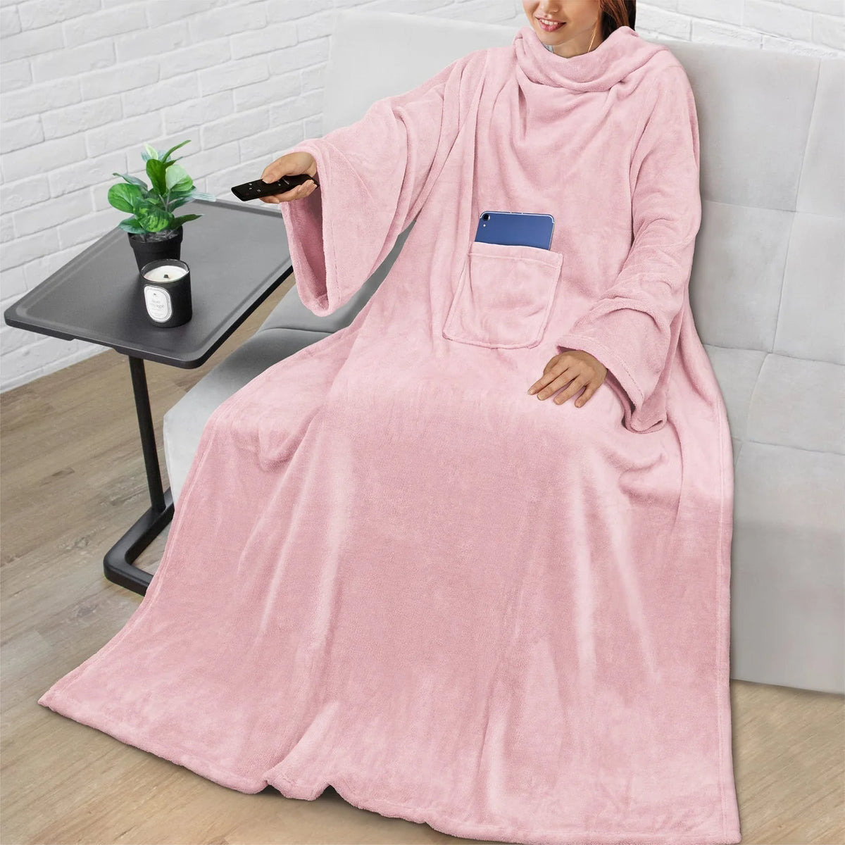 Wearable Blanket Sherpa Fleece Long Sleeves & Front Pocket
